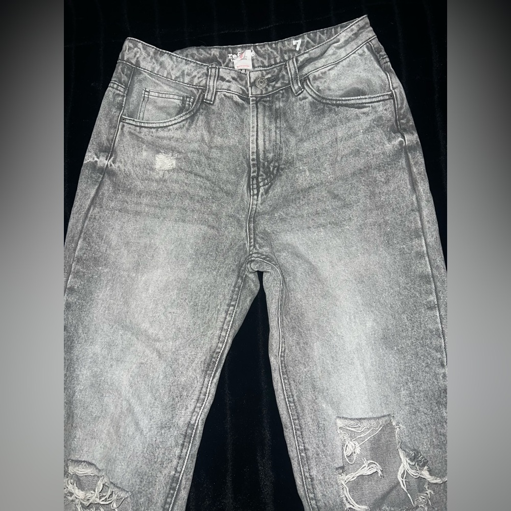 Gray Distressed Jeans - Picture 2 of 6